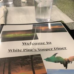 White Pines Yooper Diner - Water glass and menu