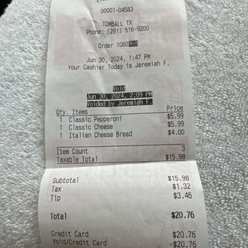Little Caesars Pizza - Voided receipt - Pizza Near Me - Tomball, Texas Little Caesars Pizza - Voided receipt - Pizza Near Me - Tomball, Texas