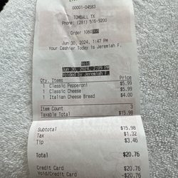 Voided receipt