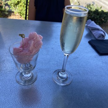 Toast - Cotton candy mimosa before mixing - Breakfast & Brunch Near Me - Temecula, California Toast - Cotton candy mimosa before mixing - Breakfast & Brunch Near Me - Temecula, California