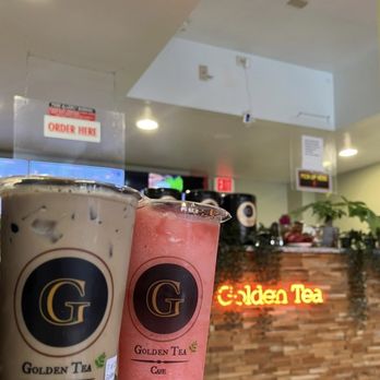 Golden Tea Cafe - Golden Classic Milk Tea, Strawberry Slushy - Coffee & Tea Near Me - Lowell, Massachusetts