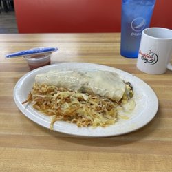 Breakfast Cove - Breakfast Burrito with sausage & hash browns.