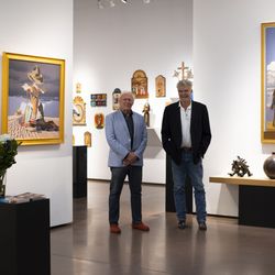 Blue Rain Gallery - Artists Dennis Ziemienski and Billy Schenck during their 2022 exhibition
