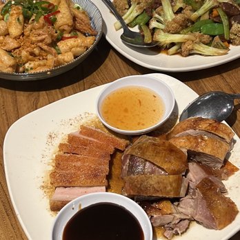 Tasty Spot Cafe - ROAST DUCK, SAUTEED TAISHAN BROCCOLI w/ PRESERVED MEAT, FRIED SQUID w/ SPICY SALT - Chinese Near Me - Irvine, California Tasty Spot Cafe - ROAST DUCK, SAUTEED TAISHAN BROCCOLI w/ PRESERVED MEAT, FRIED SQUID w/ SPICY SALT - Chinese Near Me - Irvine, California