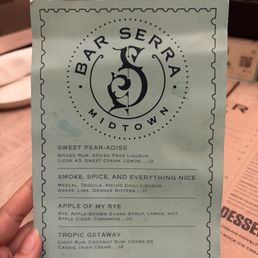 Cocktail menu
