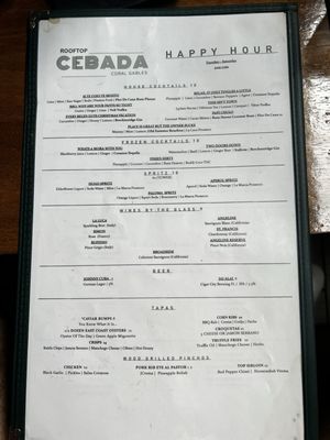 Menu photo 1 Cebada Rooftop Coral Gables, FL Menu photo 1 Cebada Rooftop Coral Gables, FL