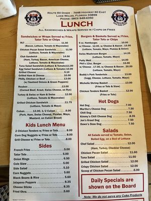 Menu photo 2 Route 60 Diner Lake Wales, FL Menu photo 2 Route 60 Diner Lake Wales, FL
