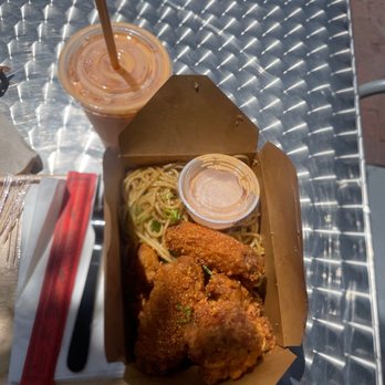 Southside Station - Garlic Noodle with Fried Chicken - Sandwiches Near Me - Berkeley, California Southside Station - Garlic Noodle with Fried Chicken - Sandwiches Near Me - Berkeley, California