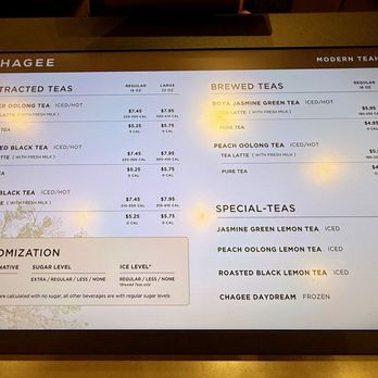 Chagee Modern Teahouse - Menu 12/2005 - Coffee & Tea Near Me - Brea, California
