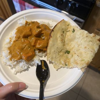 Coastal Curry & Grills - Chicken Tikka Masala with garlic naan - Indian Near Me - Galveston, Texas