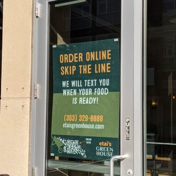 Etai's Green House - a sign in a window - Breakfast & Brunch Near Me - Denver, Colorado