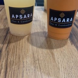 Peach Lychee Juice and Thai Tea