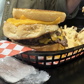 Needles Smashed Burgers - Grilled Cheese Smash with Animal Fries - Burgers Near Me - Needles, California