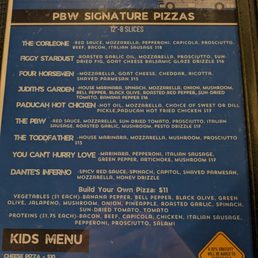 Pizza menu at Paducah Beer Werks Pizza menu at Paducah Beer Werks
