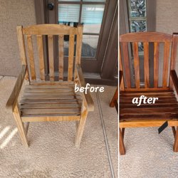 PS wood shop - Refurb on tiki wood patio chairs.