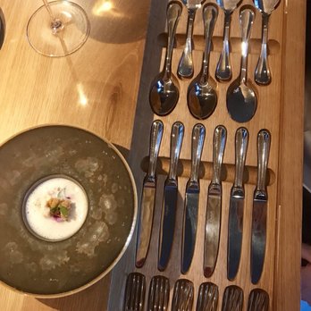 212 - Each seating place has a drawer full of silverware. So efficient! - Modern European Near Me - Amsterdam, New Hampshire