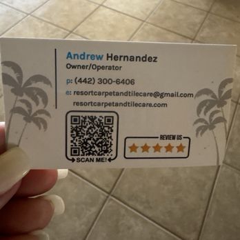 Resort Carpet And Tile Care - Business card but look how awesome my tile looks!!! Like brand new!!! - Carpet Cleaning Near Me - Palm Desert, California Resort Carpet And Tile Care - Business card but look how awesome my tile looks!!! Like brand new!!! - Carpet Cleaning Near Me - Palm Desert, California