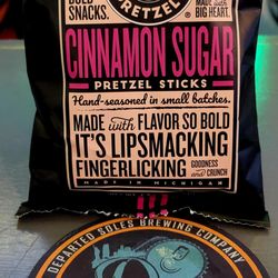 Departed Soles Brewing Company - Pop Daddy Pretzels Cinnamon Sugar Pretzel Sticks 1.5oz Bag $3.99 (09/18/25). @DepartedSoles #JerseyCity #CraftBeer #Beer