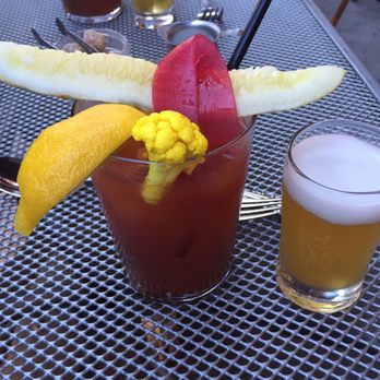 The Publican - Spicy pickles Bloody Mary with a beer chaser - it works! - New American Near Me - Chicago, Illinois