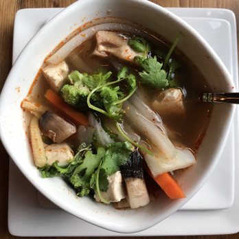 Pru Thai - Tom yum soup (I chose vegetarian but they also have chicken, beef, and seafood options). Very good! - Thai Near Me - Pennington, New Jersey Pru Thai - Tom yum soup (I chose vegetarian but they also have chicken, beef, and seafood options). Very good! - Thai Near Me - Pennington, New Jersey