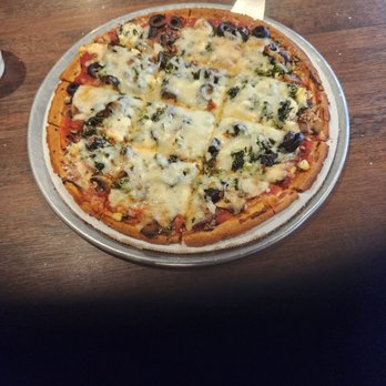 Ed & Joe's Pizza - Cauliflower  crust pizza with  mushrooms  spinach and  black  olives - Pizza Near Me - Tinley Park, Illinois