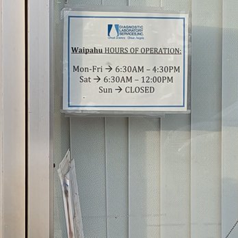 Diagnostic Laboratory Services - Hours on my visit Sat., June 3, 2023.  Mask is NOT REQUIRED even though the DLS website states otherwise. - Laboratory Testing Near Me - Waipahu, Hawaii