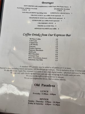 Menu photo 7 Mi Piace Pasadena, CA