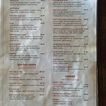 Bowl Thai - Menu September 2016 - Thai Near Me - Gardena, California