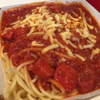 Jollibee - Delicious spaghetti w chucks of hot dog - Fast Food Near Me - Woodside, New York