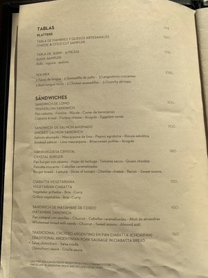 Menu photo 2 Crystal Bar Buenos Aires, C