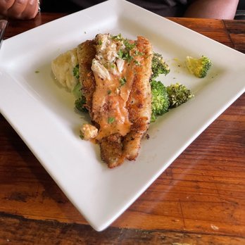 Anaya's Seafood Scratch Kitchen - Garlic Parmesan Flounder, with broccoli and garlic whipped mashed potatoes. - Seafood Near Me - Dallas, Texas Anaya's Seafood Scratch Kitchen - Garlic Parmesan Flounder, with broccoli and garlic whipped mashed potatoes. - Seafood Near Me - Dallas, Texas