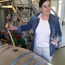 Vine to Wine Concierge - Barren tasting with winemaker Lauren at Bodegas Vinatigo in Tenerife, Spain.