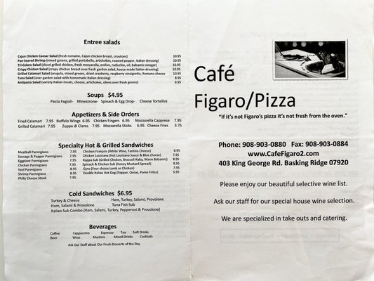 Menu photo 2 Cafe Figaro & Pizza Basking Ridge, NJ