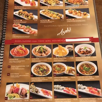 Sushi Asahi - Menu as of 1/2017 - Sushi Bars Near Me - Riverside, California