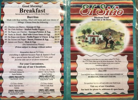 Menu photo 3 El Sitio Goleta, CA Menu photo 3 El Sitio Goleta, CA