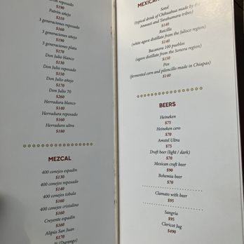 El Mayor - Part of drinks menu January 2026 - Mexican Near Me - México, D.F., DIF