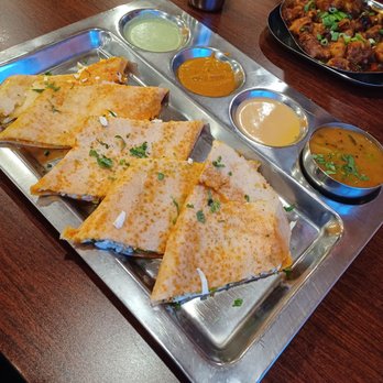 Indian Street Food - Paneer Makhani Dosa with chutneys and sambar - Indian Near Me - Gainesville, Florida