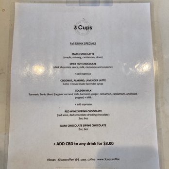 3 Cups - Specials menu - Coffee & Tea Near Me - Holladay, Utah
