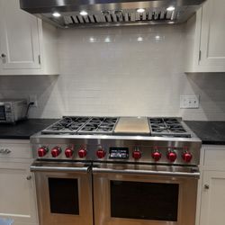 Yale Appliance - Wolfe Dual Range stove and hood.