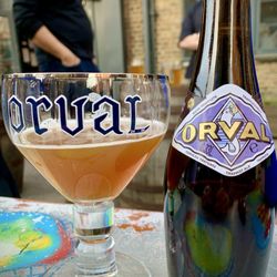 Beer Merchants Tap - One of many greats in the massive bottle selection, enjoyed at an outdoor table.