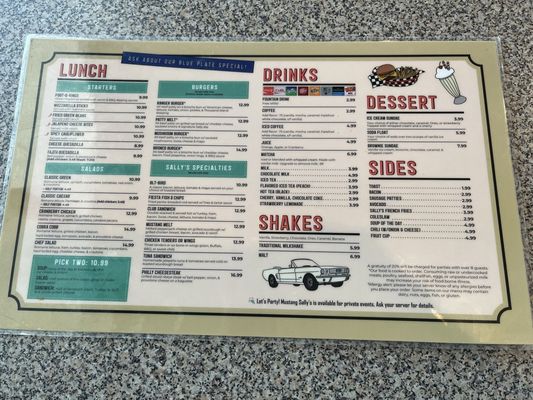 Menu photo 1 Mustang Sally's Diner Henderson, NV Menu photo 1 Mustang Sally's Diner Henderson, NV
