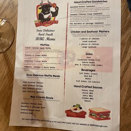 a menu for a restaurant