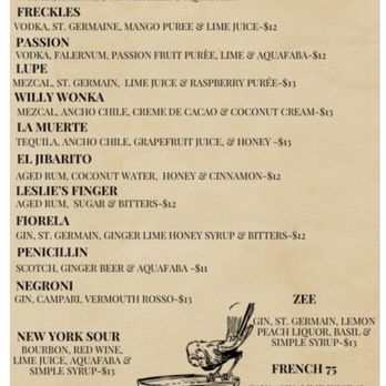 Timber & Blues - Cocktail menu - Speakeasies Near Me - Aguadilla, Puerto Rico