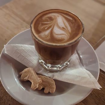 Tryst - Cortado with an extra shot of expresso, oat milk, and animal crackers. - Lounges Near Me - Washington, DC, District of Columbia