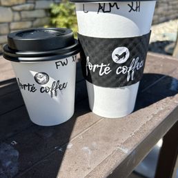 Flat white coffee and latte with almond milk Flat white coffee and latte with almond milk