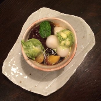 Cha-An - Hojicha anmitsu (green tea ice cream,red bean,tea jelly,and rice glutinous balls) - Japanese Near Me - New York, New York Cha-An - Hojicha anmitsu (green tea ice cream,red bean,tea jelly,and rice glutinous balls) - Japanese Near Me - New York, New York
