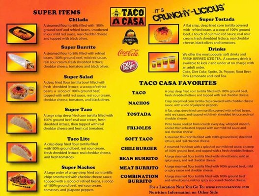 Menu photo 1 Taco Casa 110 Killeen, TX