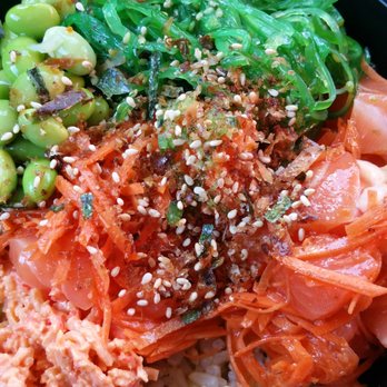 Poke Don - Sake bowl Brown rice Spicey crabneat Edamame Carrot Seaweed salad Furikake Yummy! - Poke Near Me - Hayward, California Poke Don - Sake bowl Brown rice Spicey crabneat Edamame Carrot Seaweed salad Furikake Yummy! - Poke Near Me - Hayward, California