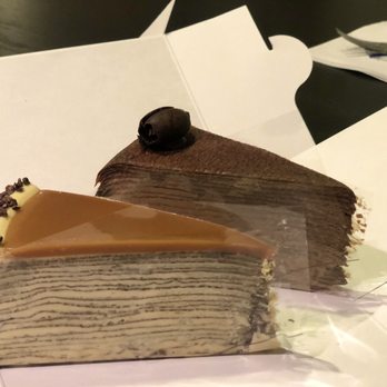 Lady M Cake Boutique - Salted Caramel and Chocolate Mille Crepe Cake - Bakeries Near Me - Tysons, Virginia Lady M Cake Boutique - Salted Caramel and Chocolate Mille Crepe Cake - Bakeries Near Me - Tysons, Virginia