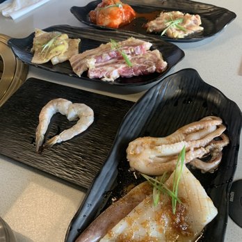 Seol Grille - Squid, shrimp, pork belly, and chicken in the back. - Korean Near Me - Cary, North Carolina Seol Grille - Squid, shrimp, pork belly, and chicken in the back. - Korean Near Me - Cary, North Carolina